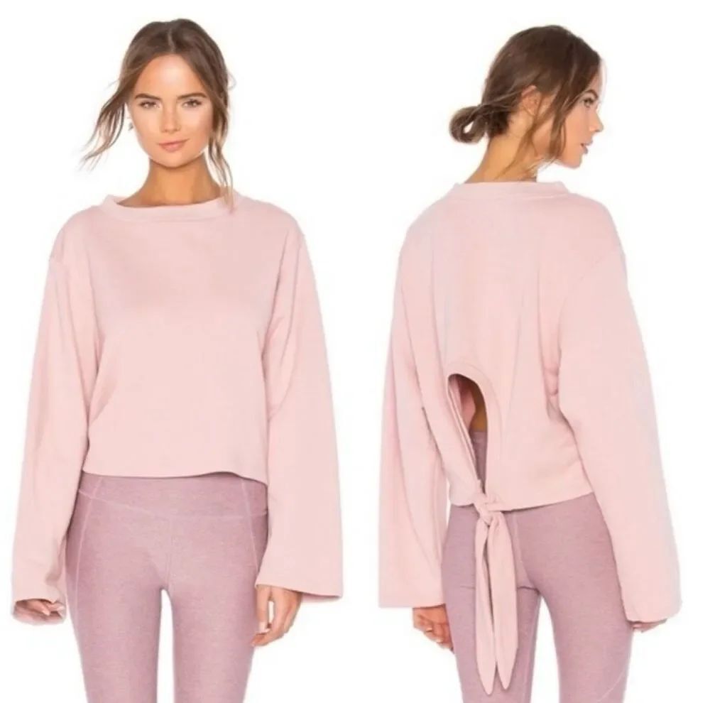Varley Pink Weymouth Tie-back Cotton Pullover Crewneck Sweatshirt Athletic XS
